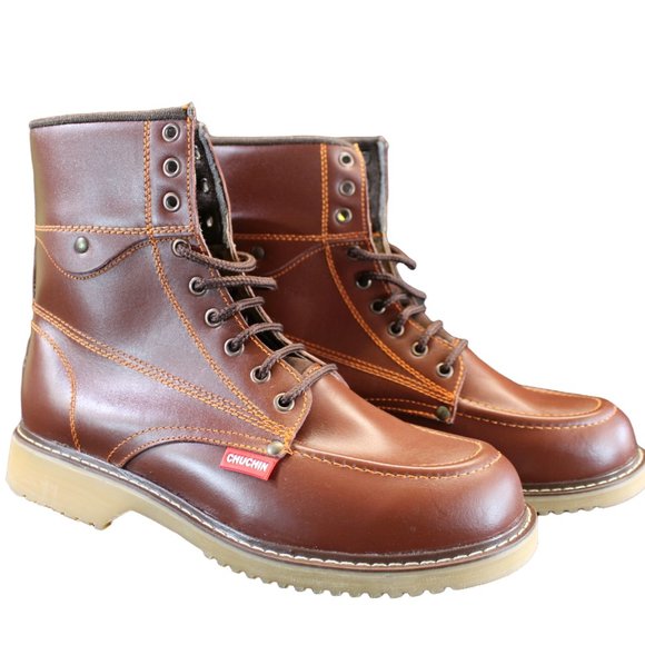 Men’S WorK BootS 8” XeaL Genuine Leather Lightweight New! Soft Toe Brown NEw - Picture 1 of 6